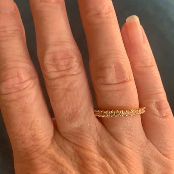 Gold Plated Ring with CZ Diamond Eternity Size 6.25 - Picture 2 of 5